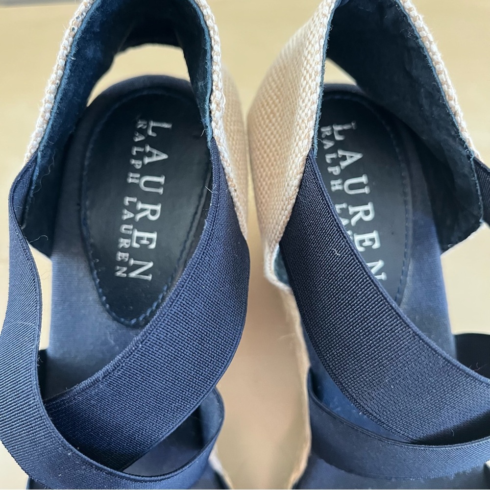 Lauren Ralph Lauren Dark Navy Espadrille Wedge Sandals - Picture 7 of 8